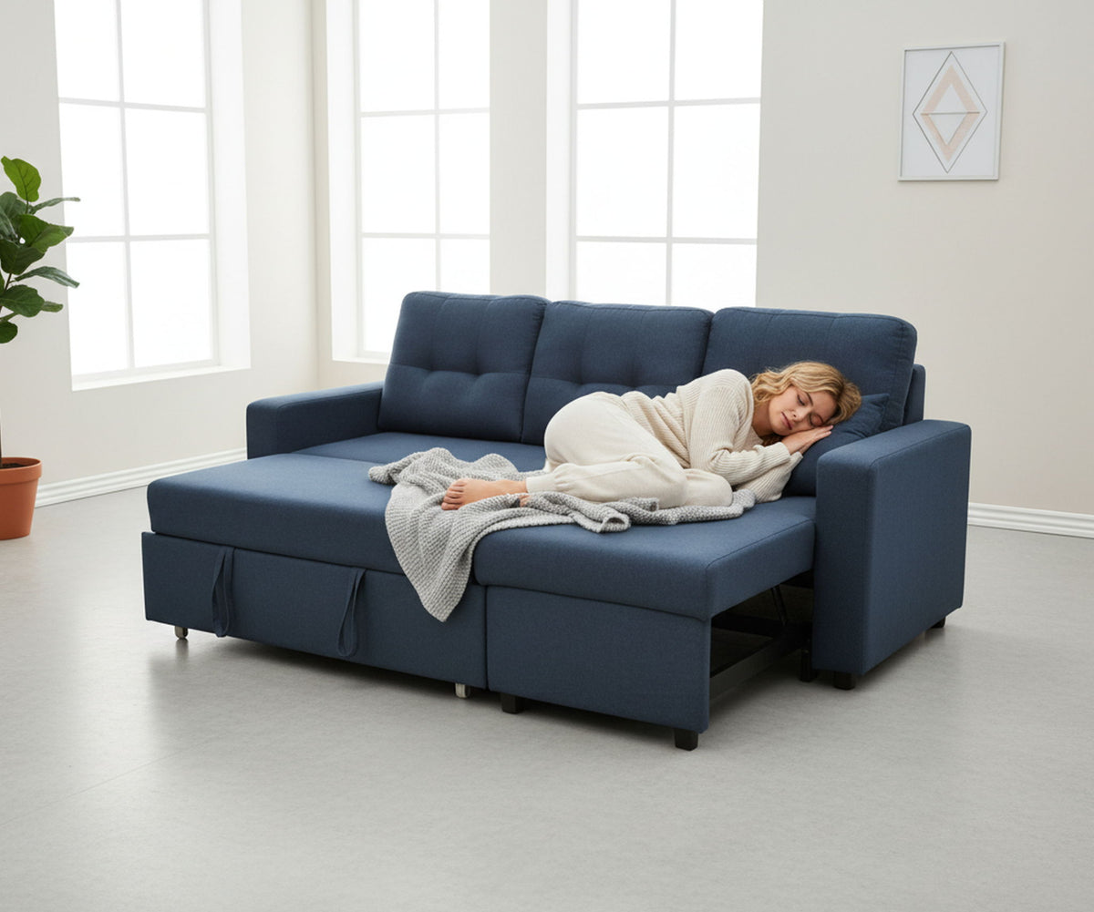 Convertible L Shaped Sectional Sleeper Sofa Bed, Saving Pull Out Couch