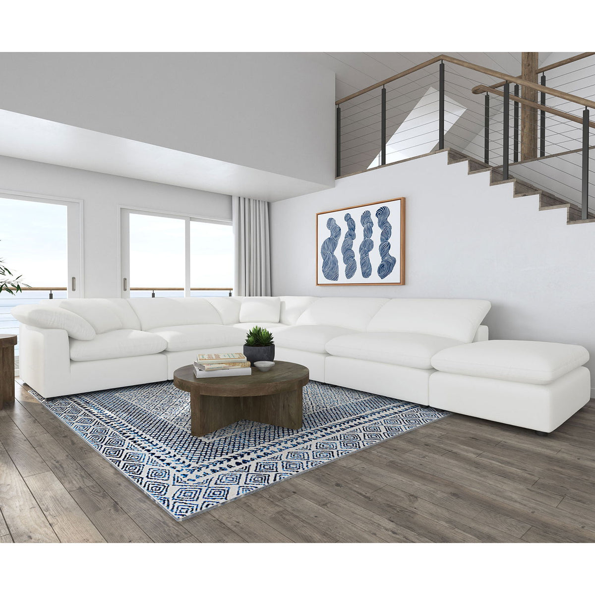 Segoura - 6 Piece Upholstered Modular Sectional With Ottoman - Ivory