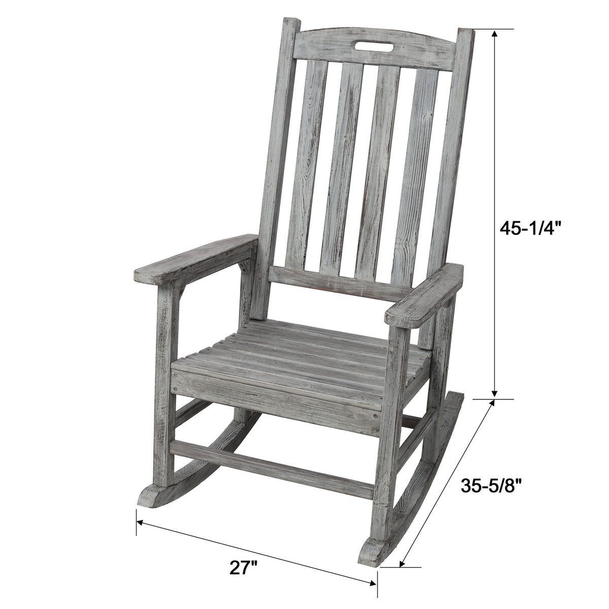 Oversized Porch Rocker Chair With Wide Seat And Tall Backrest