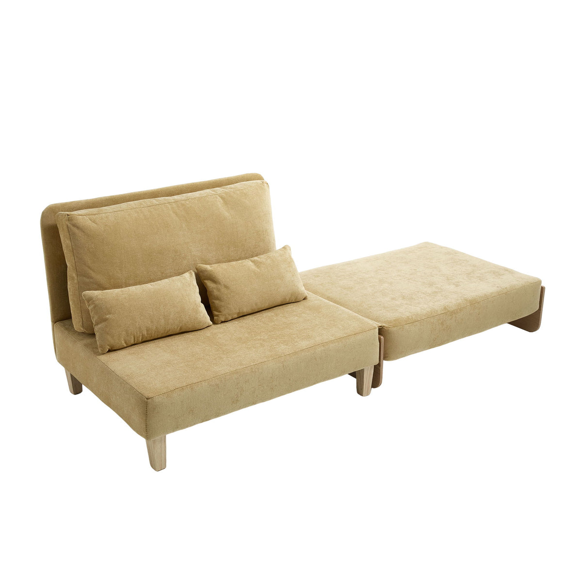 Mid Century Modern Foldable Sofa Bed, 3 In 1 Convertible Sleeper With 3 Pillows