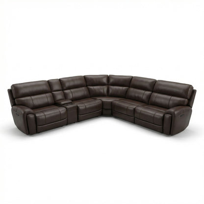 Brazil - Power Sectional With Adjustable Headrest & Footrest - Dark Brown