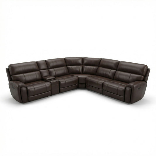 Brazil - Power Sectional With Adjustable Headrest & Footrest - Dark Brown