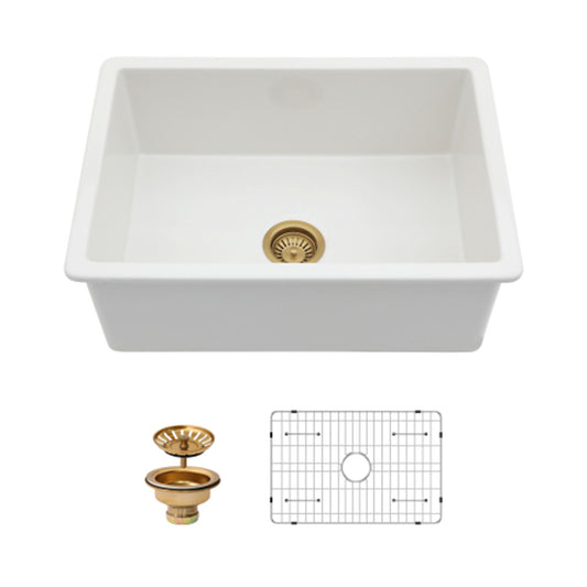 Undermount Single Bowl Ceramic Kitchen Sink, Dual Mount