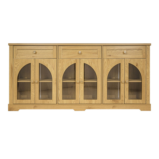 Sideboard Cabinet With 3 Drawers And 6 Arched Glass Doors