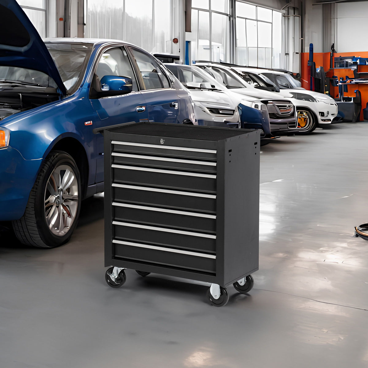 7 Drawer Rolling Tool Chest With Wheels, Multifunctional Tool Box And Storage