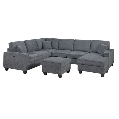 5 Piece Sectional Set With Left Arm Loveseat With USB Port