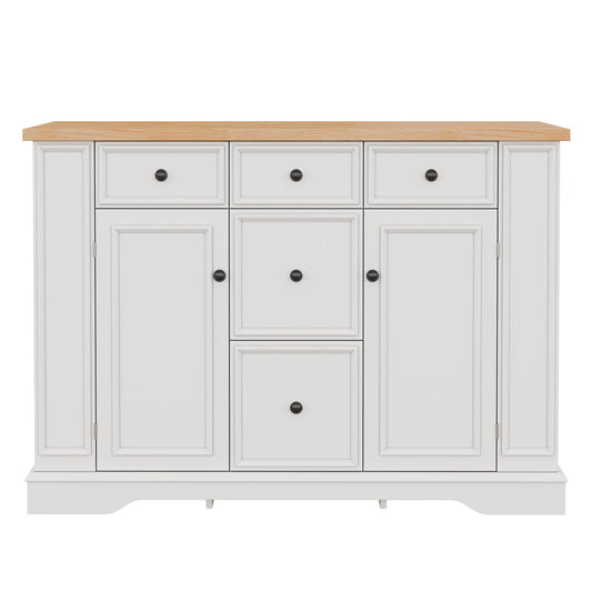 Sideboard Buffet Cabinet With 5 Drawers, 2 Cabinets, Adjustable Shelves