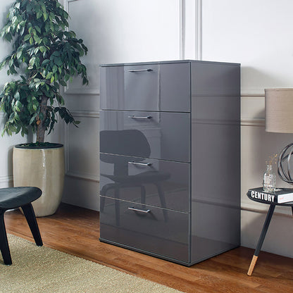 Bliss - Glossy 4 Drawer Jumbo Chest With Extra Deep Storage