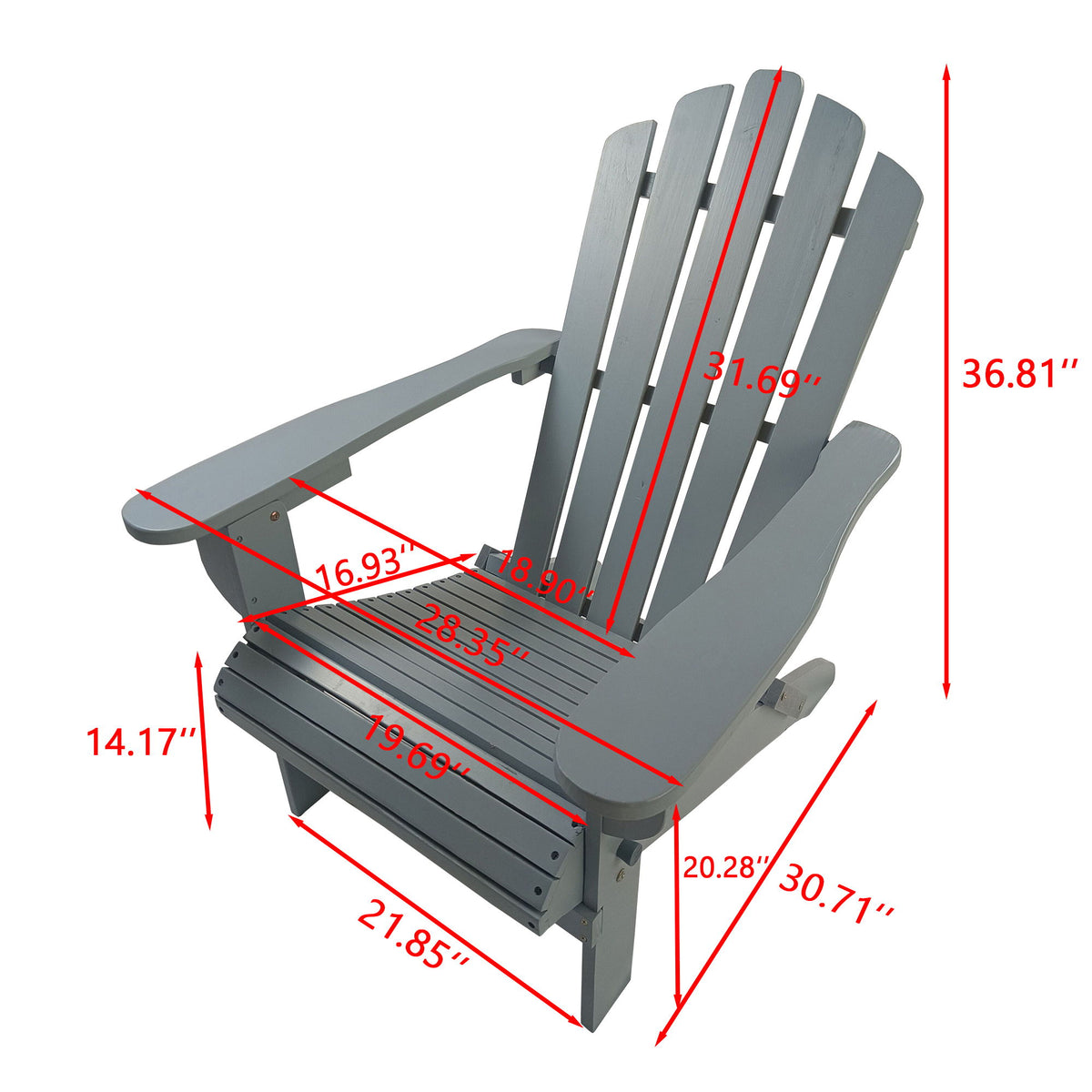 Outdoor Or Indoor Adirondack Chair - Gray
