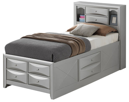Modern Design Storage Bed With Bookcase Headboard