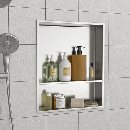 Modern Stainless Steel Shower Niche Double Shelf For Bathroom