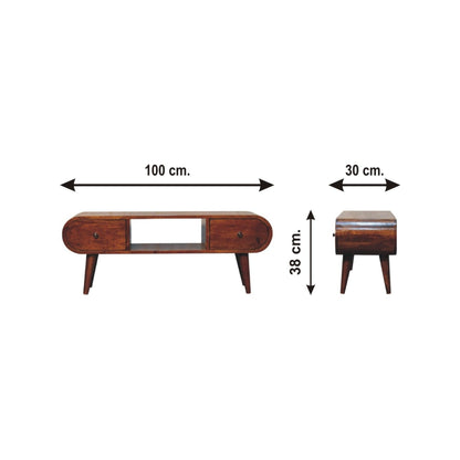 Solid Wood Circular TV Unit