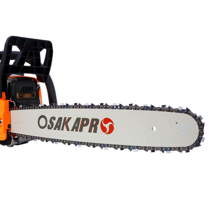 62Cc Gas Powered Chainsaw 22" 2 Cycle Petrol Handheld Chain Saw Epa Compliant For Wood Cutting Aluminium - Orange