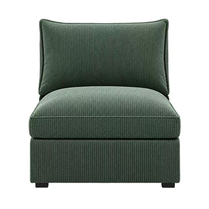 Armless Chair With Design For Living Room - Dark Green