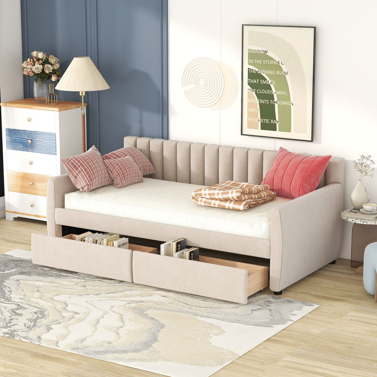 Upholstered Daybed With Slat Support