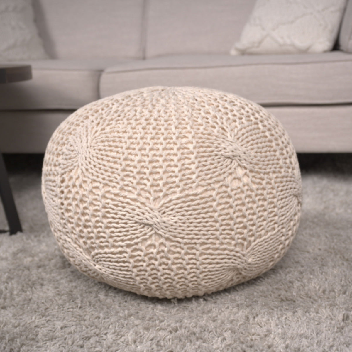 Bordeaux - Knitted Round Pouf