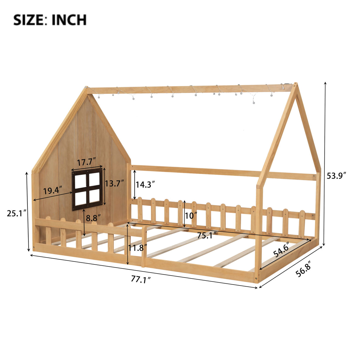 House Bed With Window And Fence