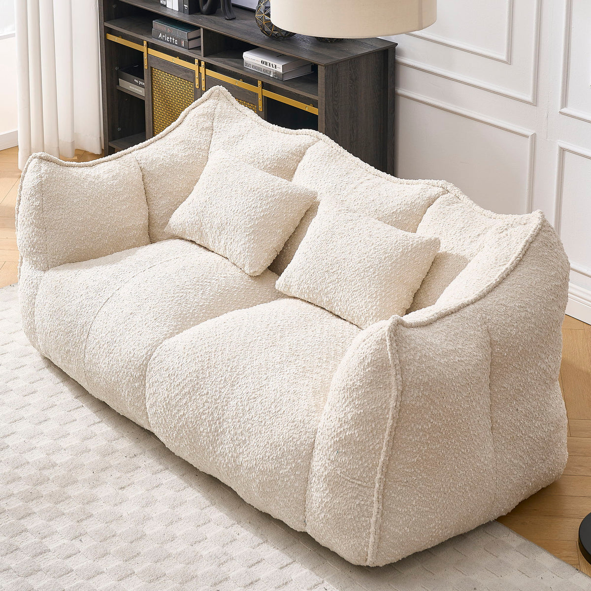 Comfortable Dual Beanbag Chair With High Resilience Foam Core For 2 People