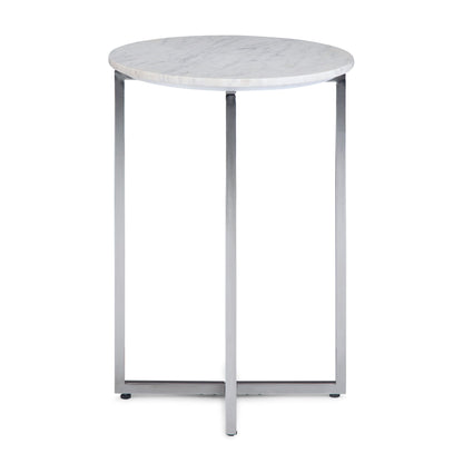 Marsden - Side Table With Polished Base - White / Silver