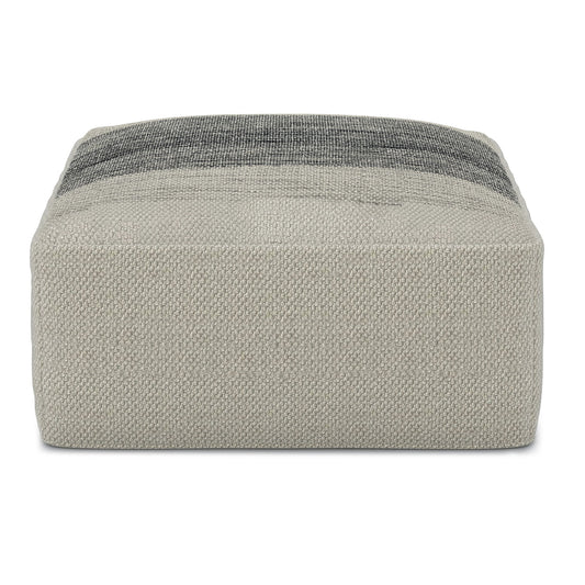 Sabella - Square Woven Outdoor / Indoor Pouf - Silver