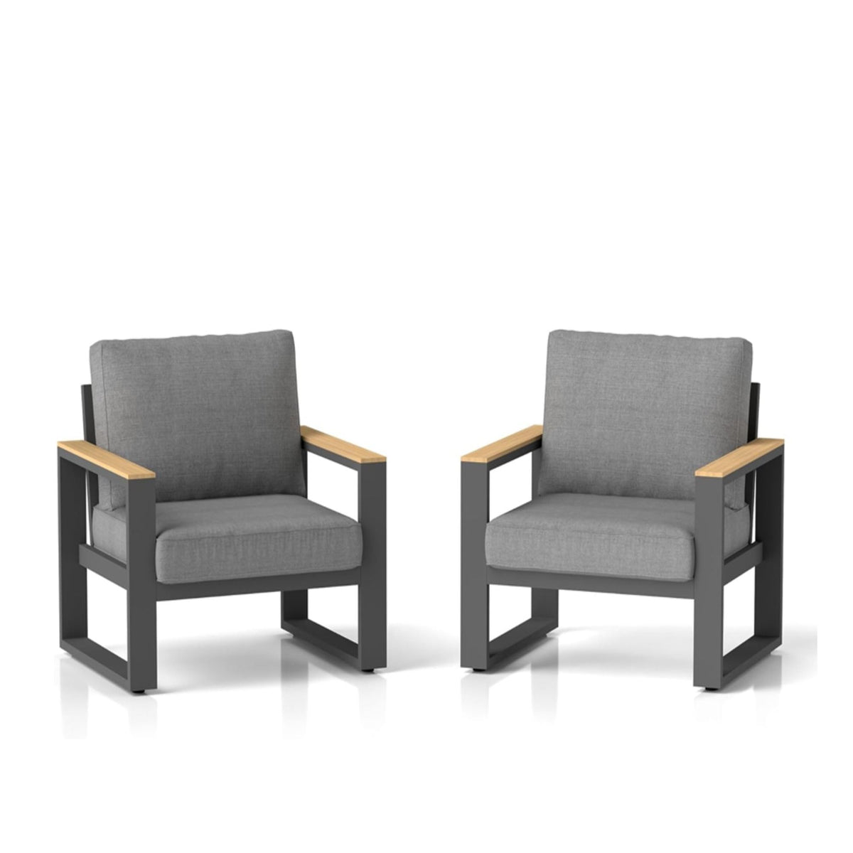 All-Weather Patio Armchairs With Thick Cushions (Set of 2)