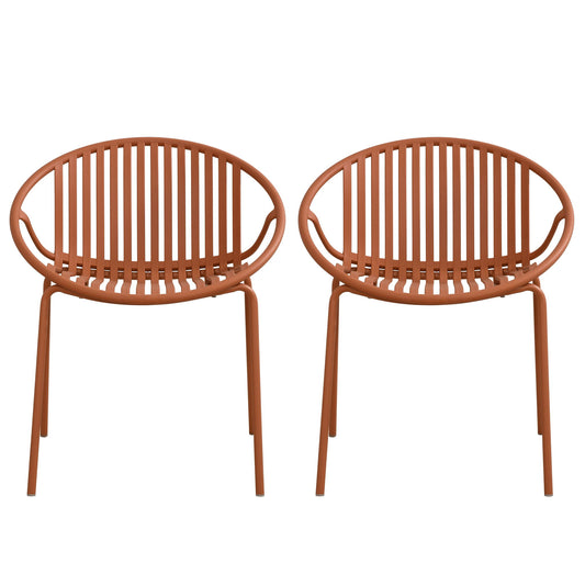 Stackable Outdoor Chairs With Breathable Plastic Backrest (Set of 2)