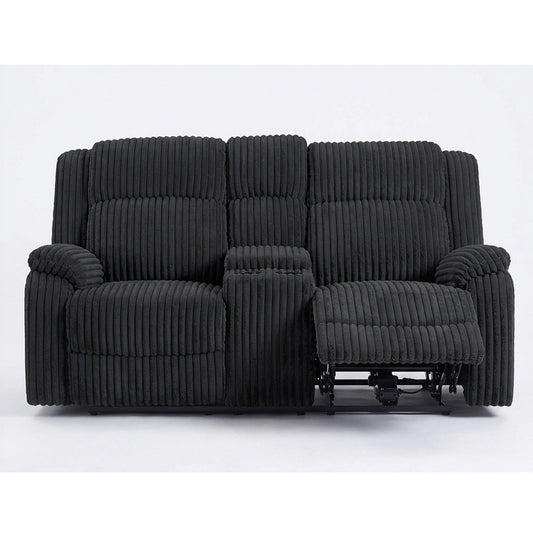 Motion Loveseat Recliner With Console Soft Seat Upholstered For Living Room - Black