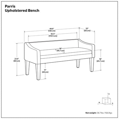 Parris - Upholstered Bench - Silver