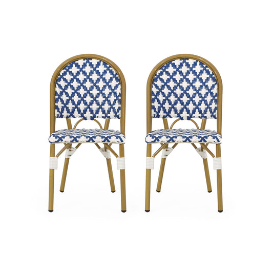 Chic French Bistro Chair With Durable Rattan And Aluminum Frame