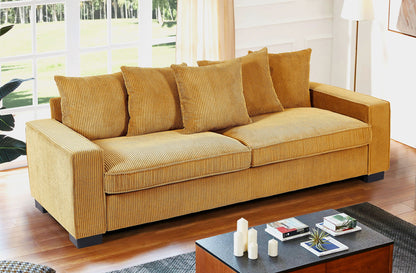 Luxe Sofa With 5 Matching Toss Pillows, Sleek Design, Spacious And Comfortable 3 Seater Couch
