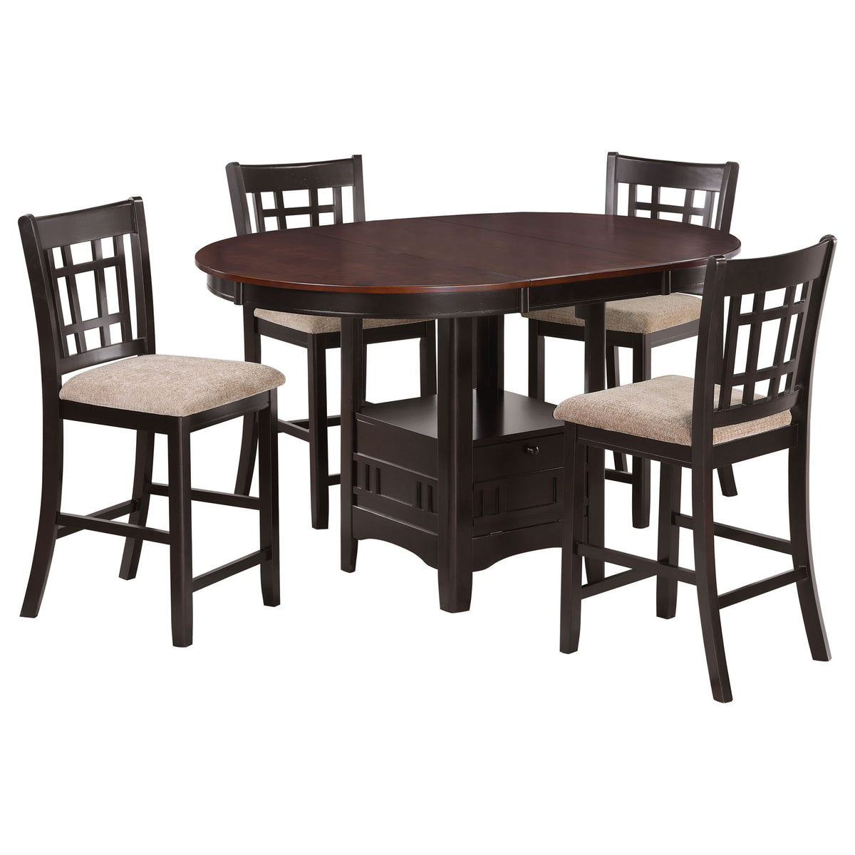 Avonlea - 5 Piece Set With Round Table And Upholstered Chairs - Chestnut