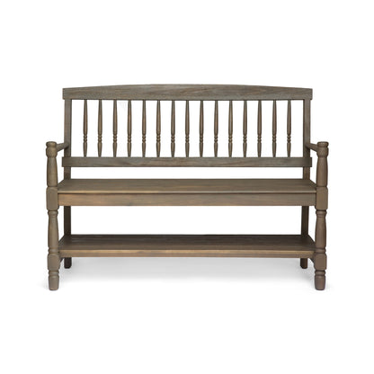 Imperial Slatted Bench With Built In Shelf - Gray