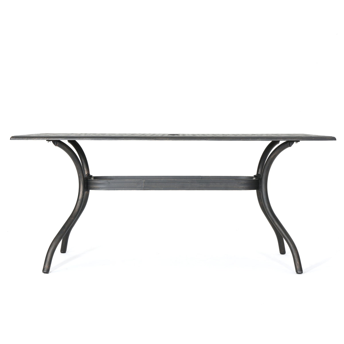 Enchantia - Outdoor Rectangular Dining Table With Weave Tabletop And Flared Legs - Copper