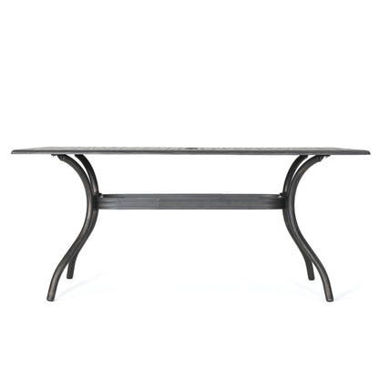 Enchantia - Outdoor Rectangular Dining Table With Weave Tabletop And Flared Legs - Copper