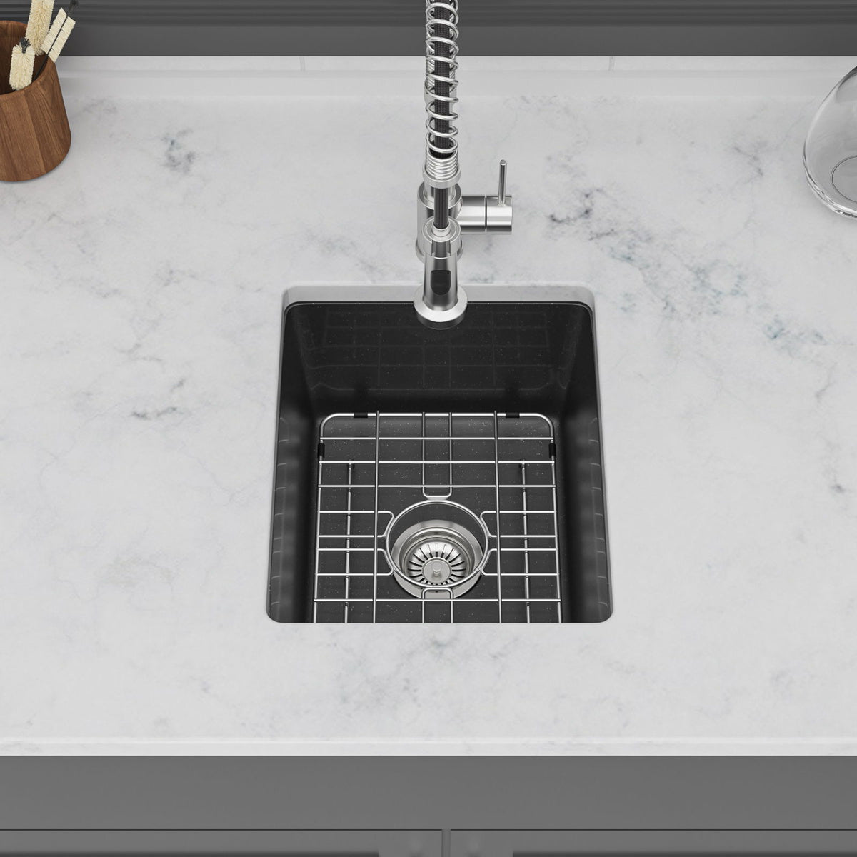 Quartz Composite Undermount Single Bowl Kitchen Sink