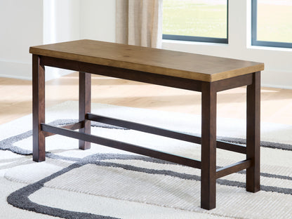 Rylandeen - Double Counter Height Bench - Light Brown / Dark Brown