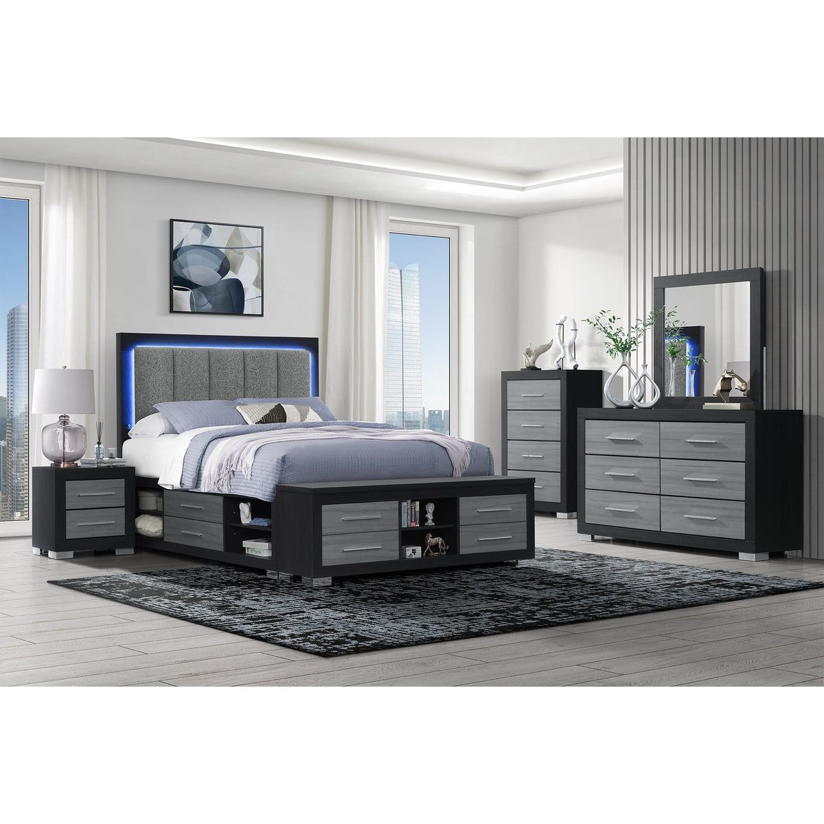 Elsa - 2 Toned And Dresser With Bar Handle And Construction