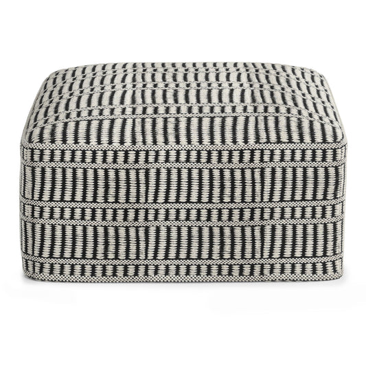 Safford - Square Woven Outdoor / Indoor Pouf - Black / White