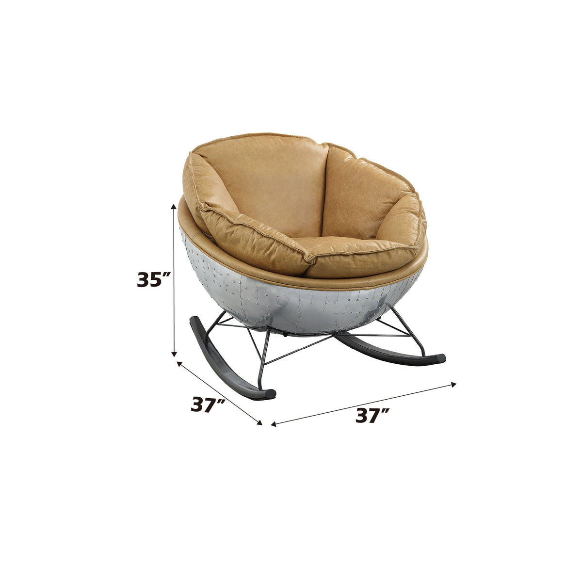 Pippin - Top Grain Leather Rocking Chair - Morocco Brown