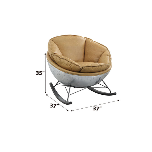 Pippin - Top Grain Leather Rocking Chair - Morocco Brown