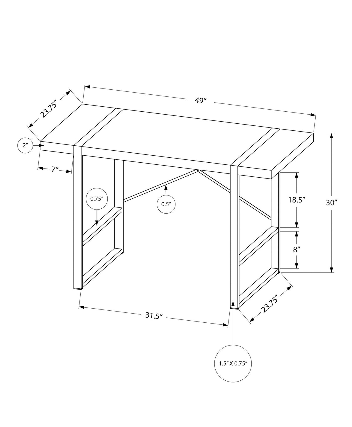 Computer Desk For Home Office Laptop, Contemporary & Modern