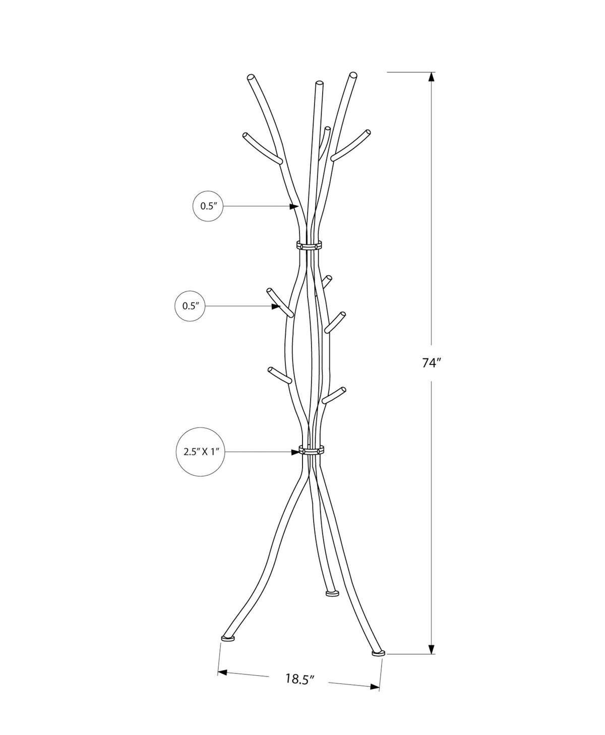 Coat Rack, Hall Tree, Free Standing, 11 Hooks, Entryway, Contemporary & Modern