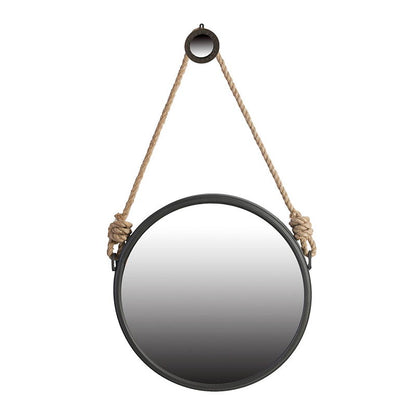 Handsome Cleveland Mirror With Rope Strap Contemporary Design Circle Mirror With Round Metal Frame For Wall Decor