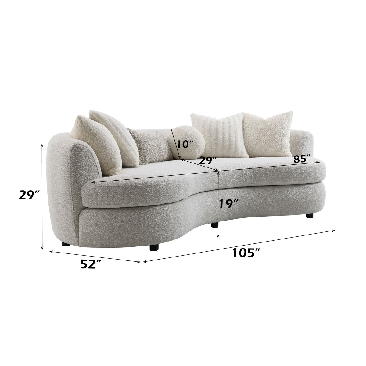 Iniko - Boucle Sofa With Toss Pillows - Beige