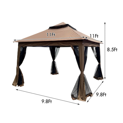 Outdoor Pop Up Gazebo Canopy With 2 Tier Soft Top And Removable Zipper Netting
