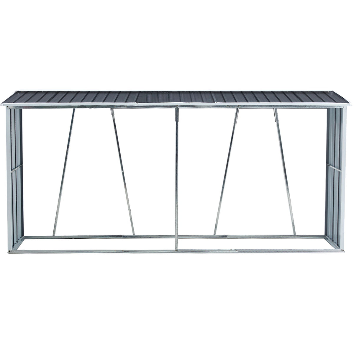 Firewood Rack, Log Holder With Roof, Log Storage, Firewood Stand For Outdoor Backyard Garden Patio Porch, Galvanized Steel - Dark Gray