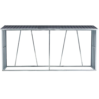 Firewood Rack, Log Holder With Roof, Log Storage, Firewood Stand For Outdoor Backyard Garden Patio Porch, Galvanized Steel - Dark Gray