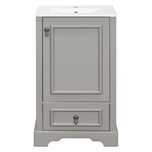 Bathroom Vanity With Sink, Soft Close Door, Adjustable U-Shaped Shelf