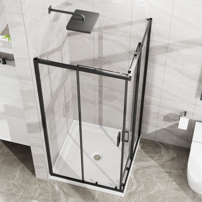 Corner Sliding Shower Door Combo With Base (No Drain Kit)