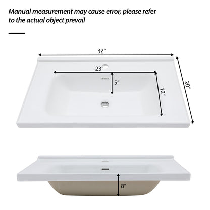 Modern Rectangular Vanity Top With Overflow For Bathroom